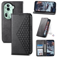 Funda Flip Foxdock Para Oppo Reno 11 5G , Estilo Billetera Con Diseño Rombo, Correa De Mano Y Soporte, Uso Diario