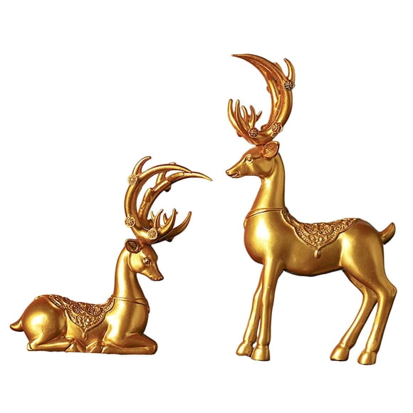 de Renos, Estatuas de Ciervos Y de Pie, 2 Uds. de Ciervos de Resina, Decoración de Escultura para El Hogar, Gabinete de E , Oro Opción 1 Oro