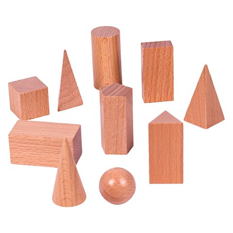 Magideal - 10 Piezas De Sólidos Geométricos De Madera, Formas Geométricas, Material Escolar De Geometría, Formas Para Niños, Materiales Manipulables Para El Aula