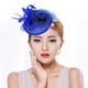 thumbnail image 4 of Elegante sombrero de novia con plumas de avestruz, ideal para bodas, iglesias y fiestas (azul rey), 4 of 7