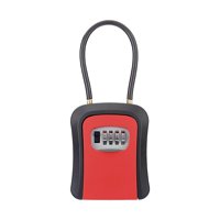 Magideal - Caja De Seguridad Para Llaves Con Combinación De 4 Dígitos, Grillete De Cable De Acero, Resistente A La Intemperie, Portátil Para Perilla De Puerta O , Rojo