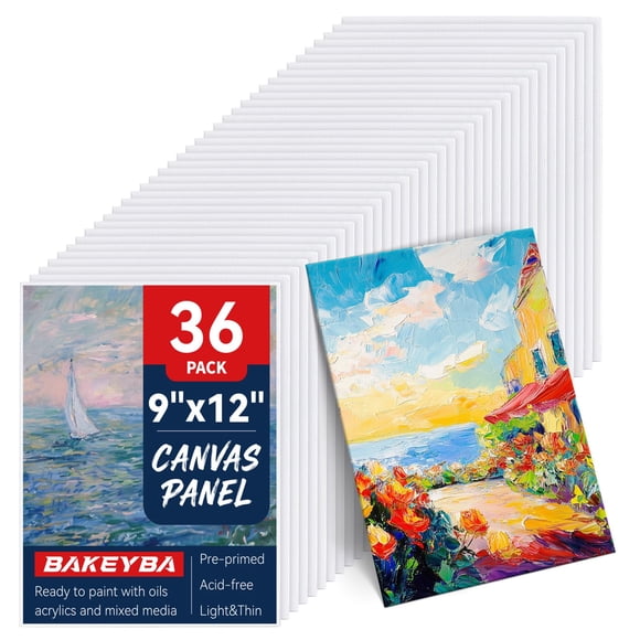 Tableros de lienzo BAKEYBA 23x30 cm (9" x 12") paquete de 36 blancos