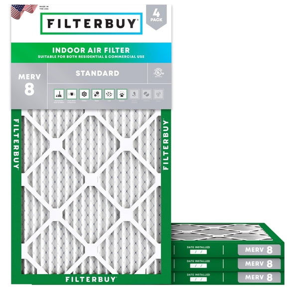 Filtro de aire Filterbuy MERV 8 14 x 22 x 1 (paquete de 4) Dust Defense