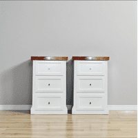 Arca Muebles - Par De Velador De Madera 3 Cajones 45X40X70 Color Blanco Canela