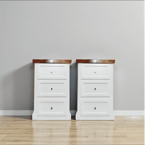 Arca Muebles - Par De Velador De Madera 3 Cajones 45X40X70 Color Blanco Canela