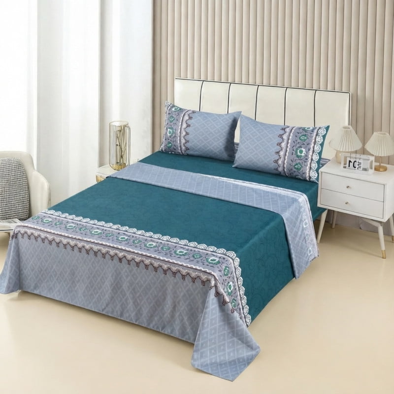 Genérico - Juego De Sabanas 100% Algodón King + 1 Funda Para Almohada 50x70cm