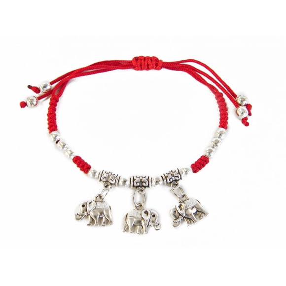 Pulsera Feng Shui Import roja con 3 colgantes de elefante
