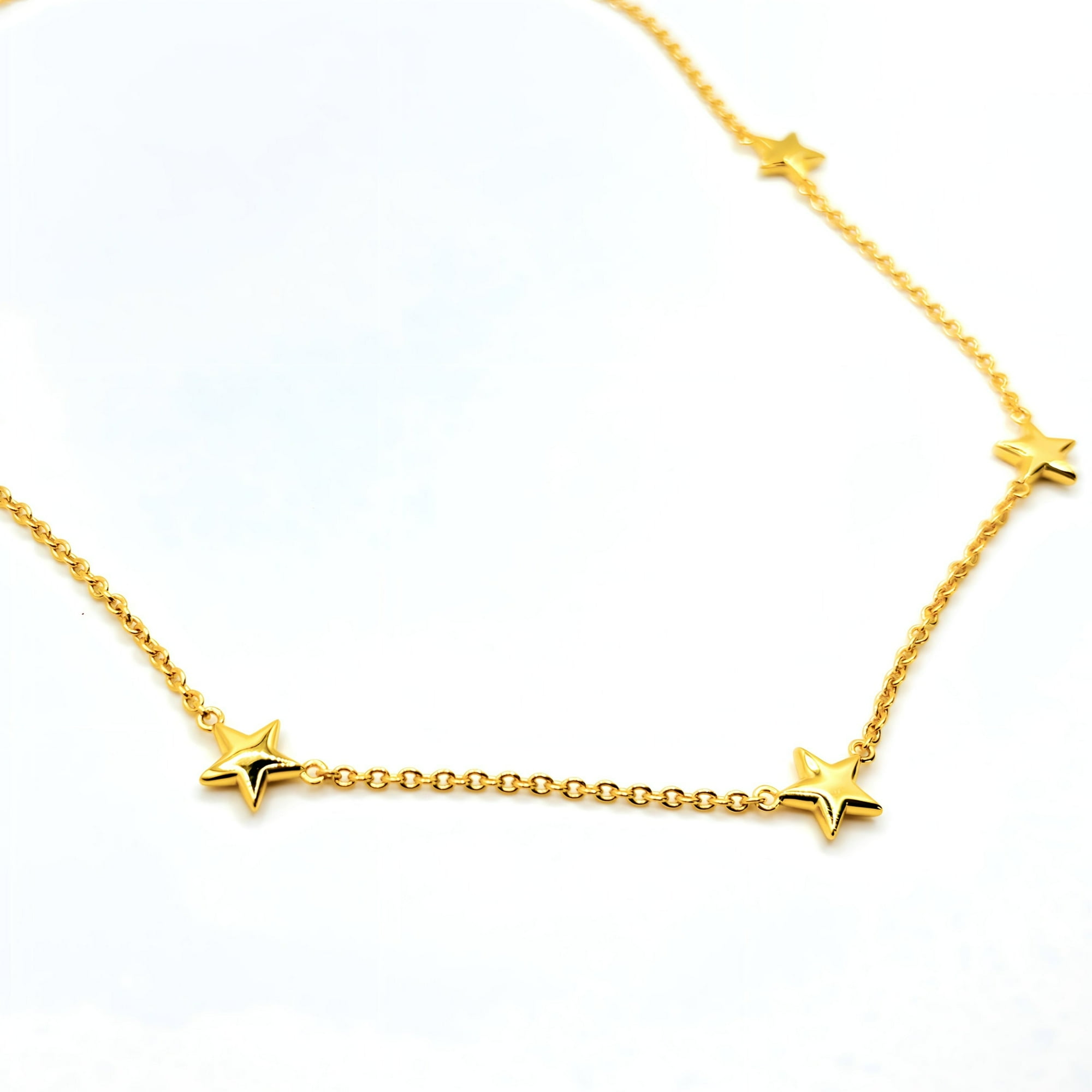 Tiana Joyas - Collar De 5 Estrellas De Plata 925 Enchapada En Oro 18k.