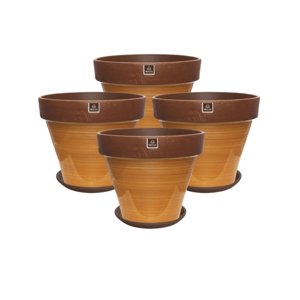 Mestiza - Set De 4 Maceta Kony 19Cm Morena Mostaza Y Sus Platos