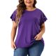 thumbnail image 1 of Agnes Orinda Blusas Sólidas de Verano con Encaje y Mangas Cortas para Mujer Talla Grande 4X Púrpura, 1 of 8