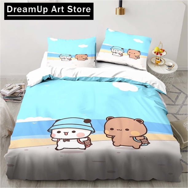 x1089 Bed SheetsCute Bubu and Dudu Cartoon Print All Season Twin Bedding Set / Piece Comforter Set Bed Duvet Cover Comforter Cover 3-Piece Bedding Set (1 Duvet Cover + 2 Pillow Shams) nj1089