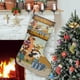 thumbnail image 1 of Temporada de Caza Llamada de la Naturaleza Tema: Calcetines de Navidad, fino lino blanco para colgar en escaleras y chimenea, decoración navideña para el hogar, regalo de Navidad.54cm×38cm, 1 of 5