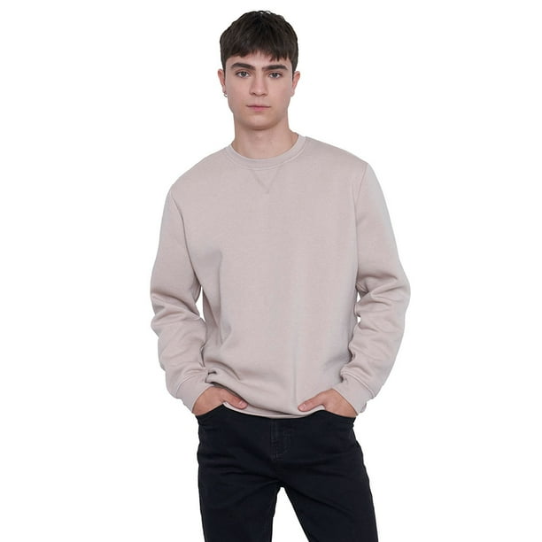 Polerón Hombre Round Neck Liso Ecru Corona
