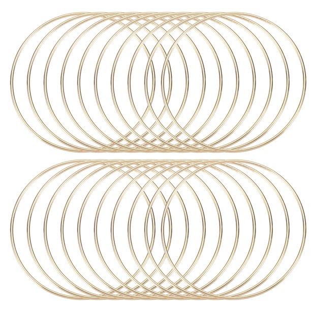 Uxcell 20 piezas de aros para atrapasueños, aros de metal para manualidades, aros florales de 5" para macramé, para manualidades DIY, dorado