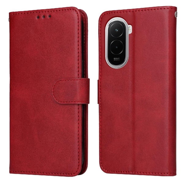 Funda Billetera para Xiaomi Poco M7 4G con Porta Tarjetas y Soporte Ajustable Rojo