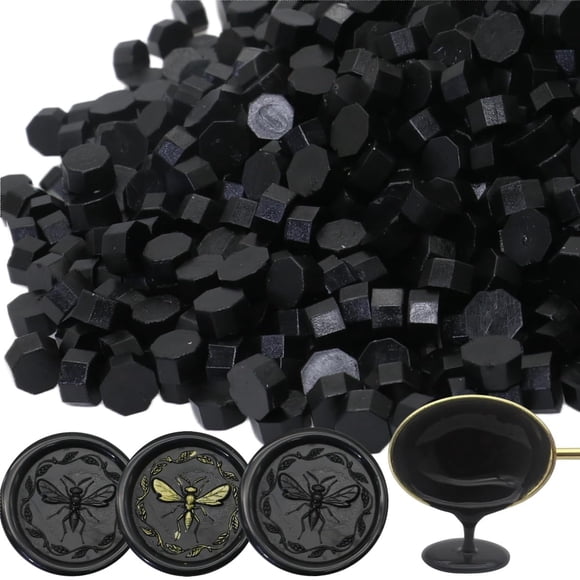 Perlas de cera para sellos Atopbb 300 uds recarga negra octagonal