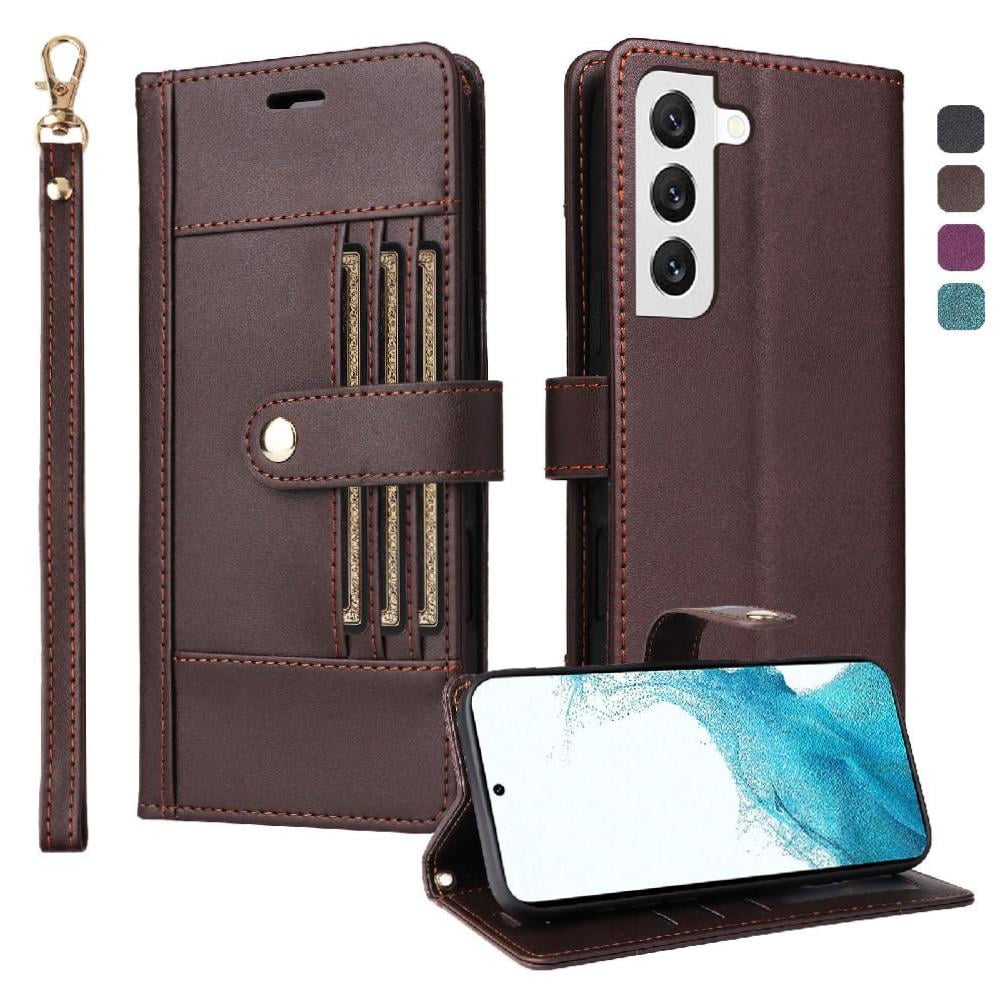 Foxdock Funda Tipo Cartera Para Samsung Galaxy S21 – Cubierta De Cuero Pu Con Múltiples Ranuras, Bolsillo Para Efectivo Y Correa De Muñeca