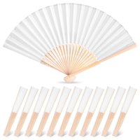 Abanicos Plegables De Tela Johouse, 12 Paquetes Para Mujer, Color Blanco
