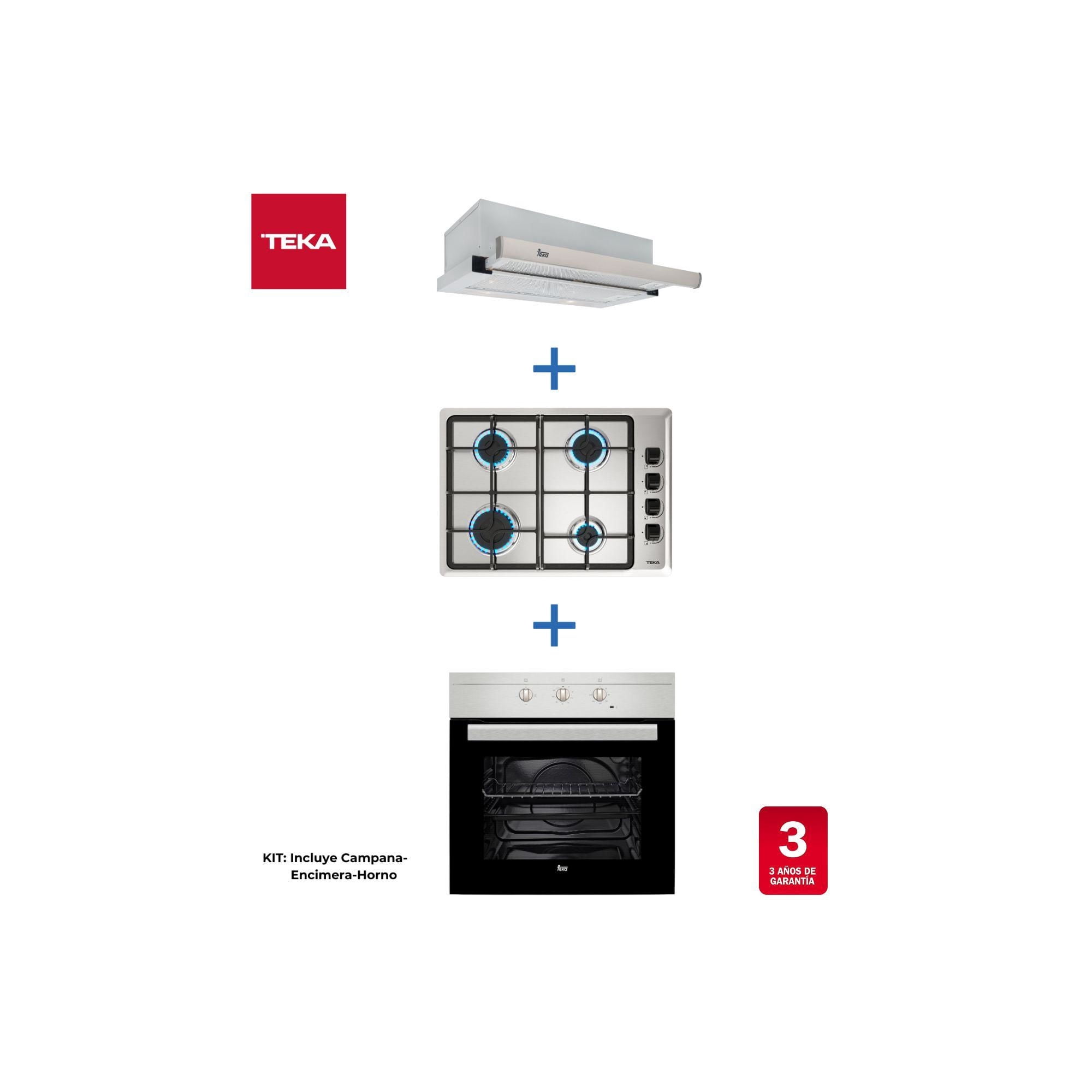 Horno Empotrado Hs 445 Ss 62 Litros + Encimera Gas Licuado Hlx540 + Campana Tl6310