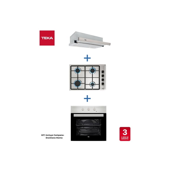Horno Empotrado Hs 445 Ss 62 Litros + Encimera Gas Licuado Hlx540 + Campana Tl6310