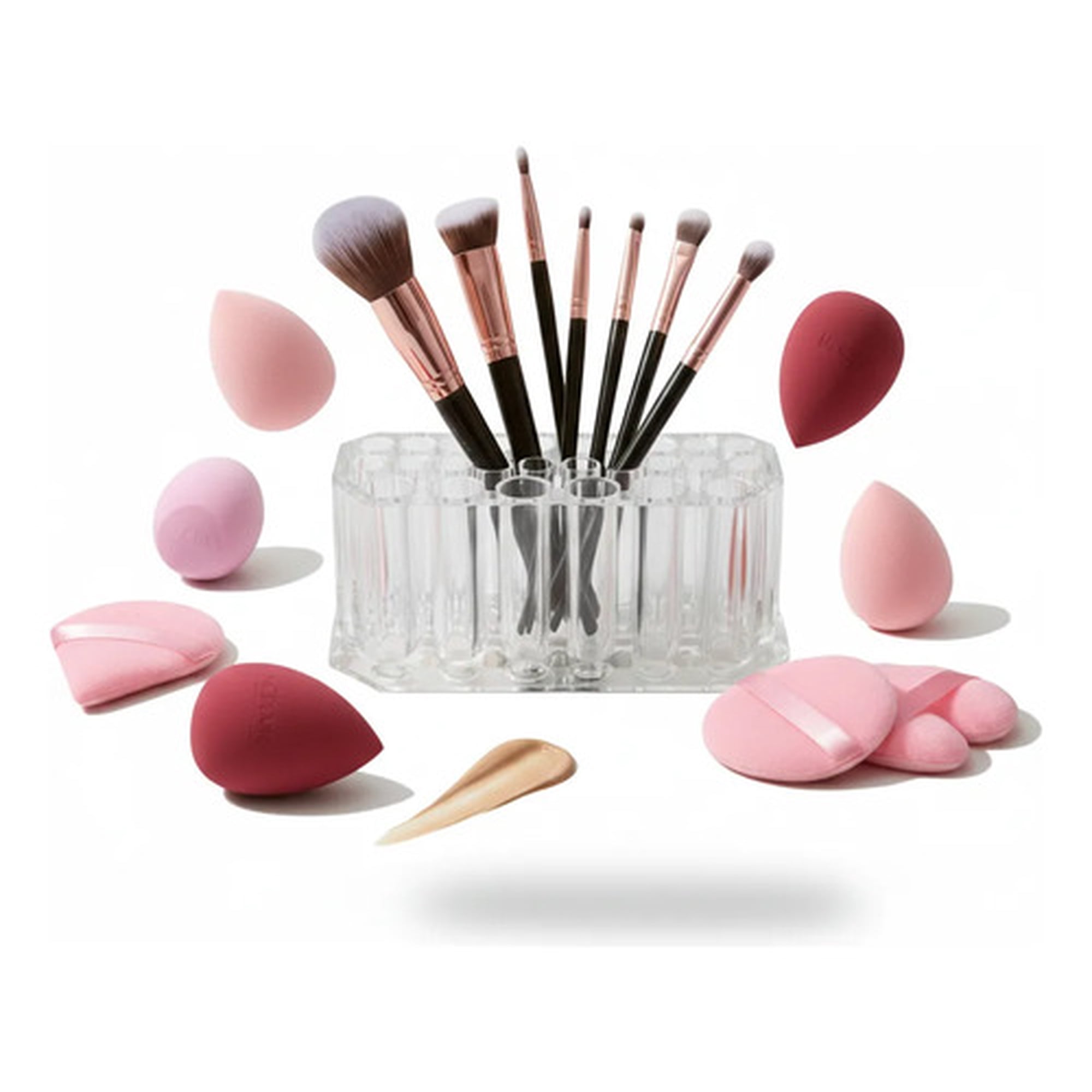 Marca - Pack De Maquillaje Completo Brochas Esponjas Y Organizador