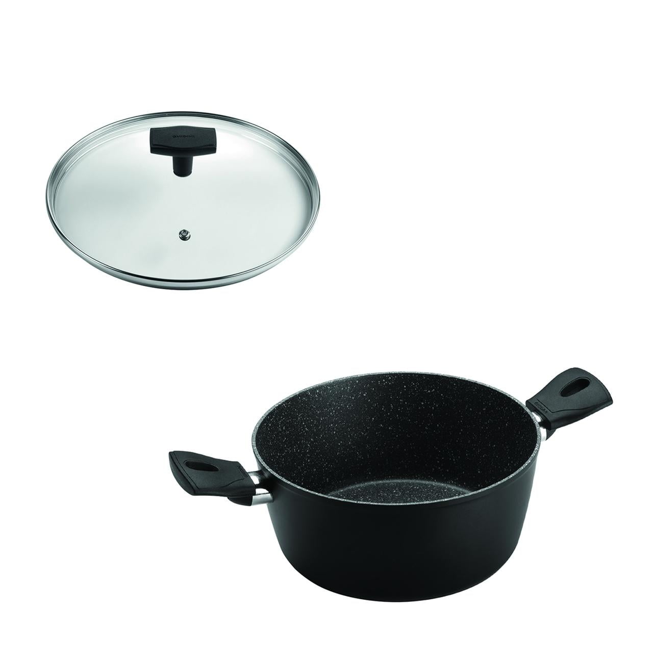Ghidini - Set Olla 24cm 2 Asas Antiadherente Negro Con Tapa Daily