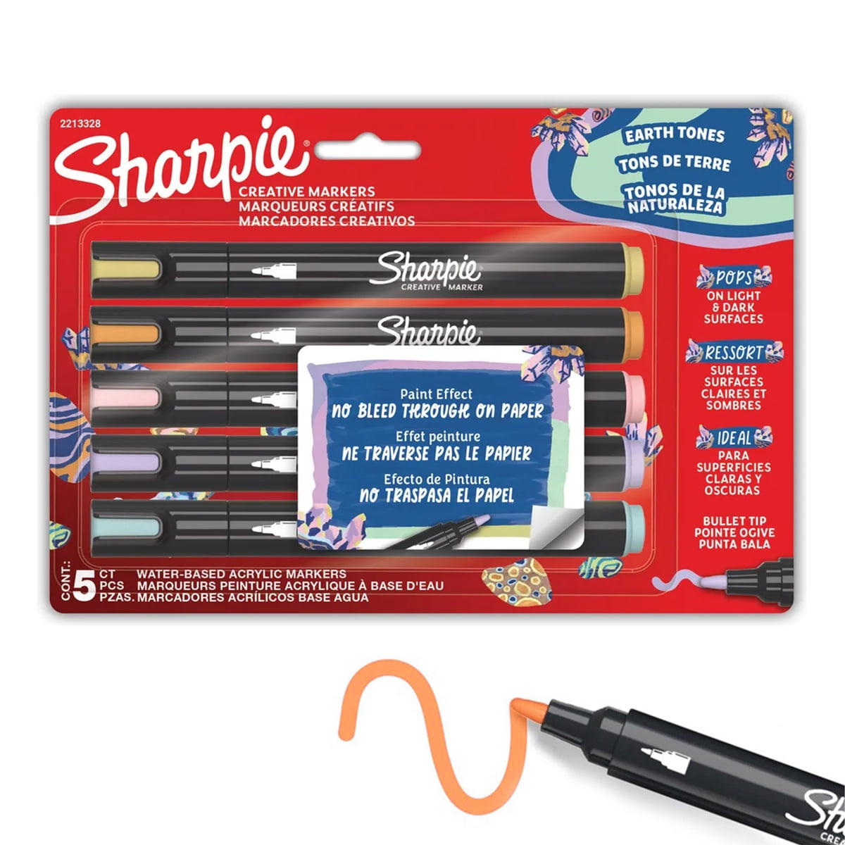Set 5 Marcadores Sharpie Acrylic Punta Redonda Tonos Pastel