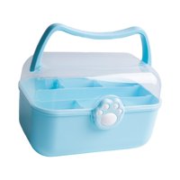 Magideal - Caja De Costura Portátil, Contenedor De Almacenamiento Multiusos Con Asa, Organizador De Manualidades Con Cerradura Para Suministros De Arte, Pendient Azul