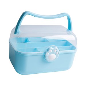 Magideal - Caja De Costura Portátil, Contenedor De Almacenamiento Multiusos Con Asa, Organizador De Manualidades Con Cerradura Para Suministros De Arte, Pendient Azul