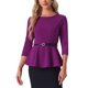 thumbnail image 1 of INSPIRE CHIC Blusas Peplum para Mujeres Regreso a Clases Atuendo de Maestra Manga 3/4 Blusa Elegante de Trabajo con Cinturón M Púrpura, 1 of 6