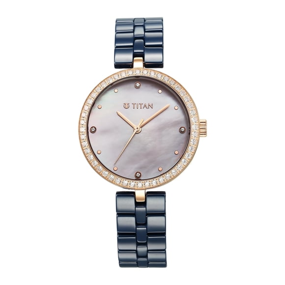 Reloj analógico Titan Premium con cristales y correa de cerámica