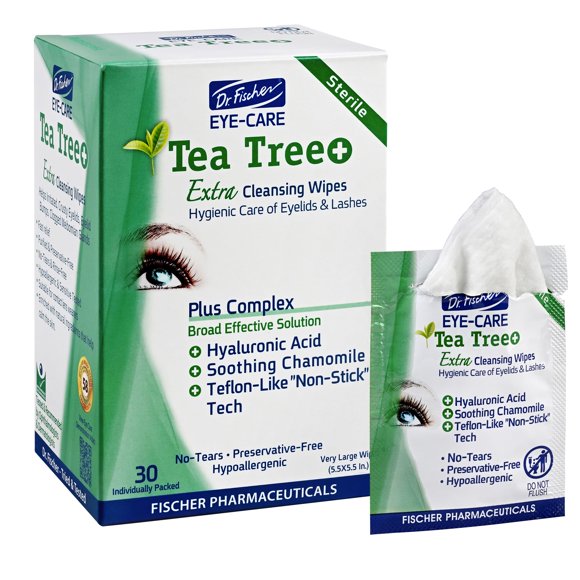 Toallitas para ojos Dr. Fischer con aceite de árbol de té con ácido hialurónico 30u