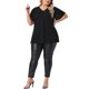 thumbnail image 2 of Agnes Orinda Blusas de Mujer Tallas Grandes Cuello en V Metálico Manga Corta Camiseta Tops de Fiesta 3X Negro, 2 of 6