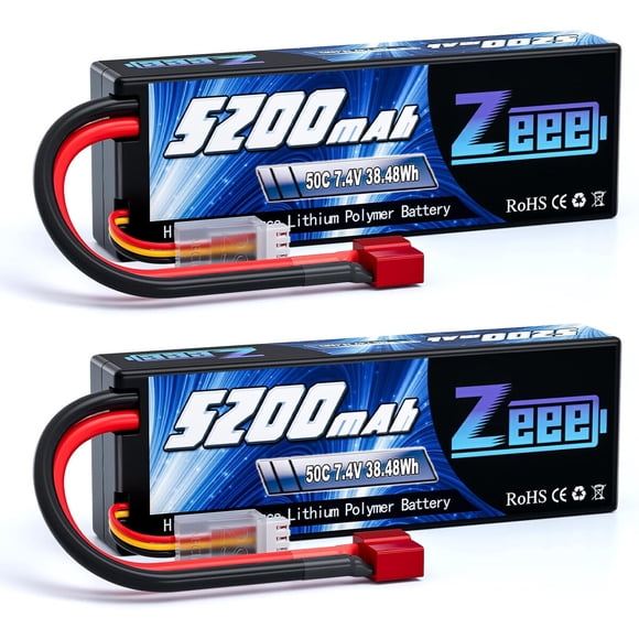 Batería LiPo Zeee 7.4V 5200mAh 50C 2S T Plug RC (Pack x2)