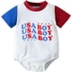 thumbnail image 1 of Mono de manga corta con estampado de letras del Día de la Independencia para bebés y niñas (4 de julio), ropa interior térmica cálida para recién nacidos (blanco, 12-18 meses), 1 of 6