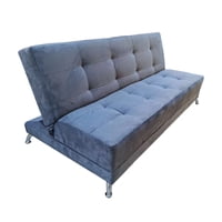 Muebles Hvm - Futon Patagonia Gris Felpa 3 Cuerpos Pmetal