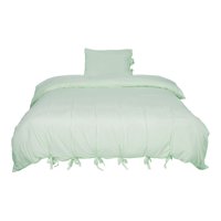 Uxcell - Conjunto Cobertor De Camas Super King Unique Bargains Única Lavada De Algodón Funda De Almohada Colcha Edredón Verde