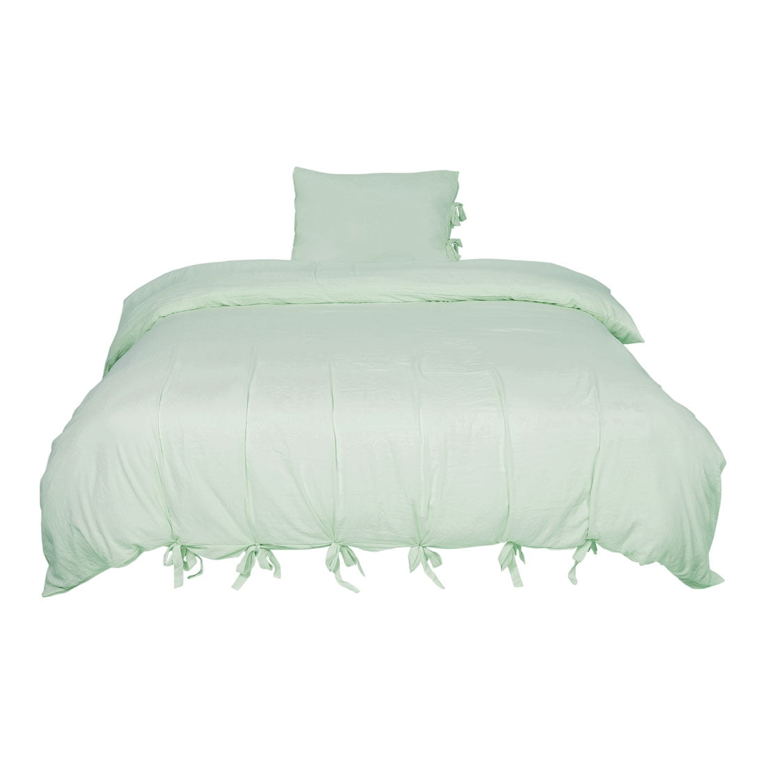 Uxcell - Conjunto Cobertor De Camas Super King Unique Bargains Única Lavada De Algodón Funda De Almohada Colcha Edredón Verde
