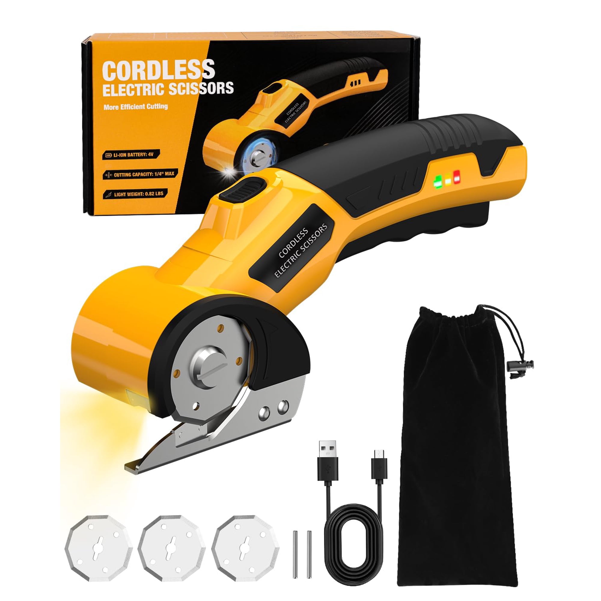 Tijeras Eléctricas Inalámbricas Zeleki 4v Recargables Amarillas