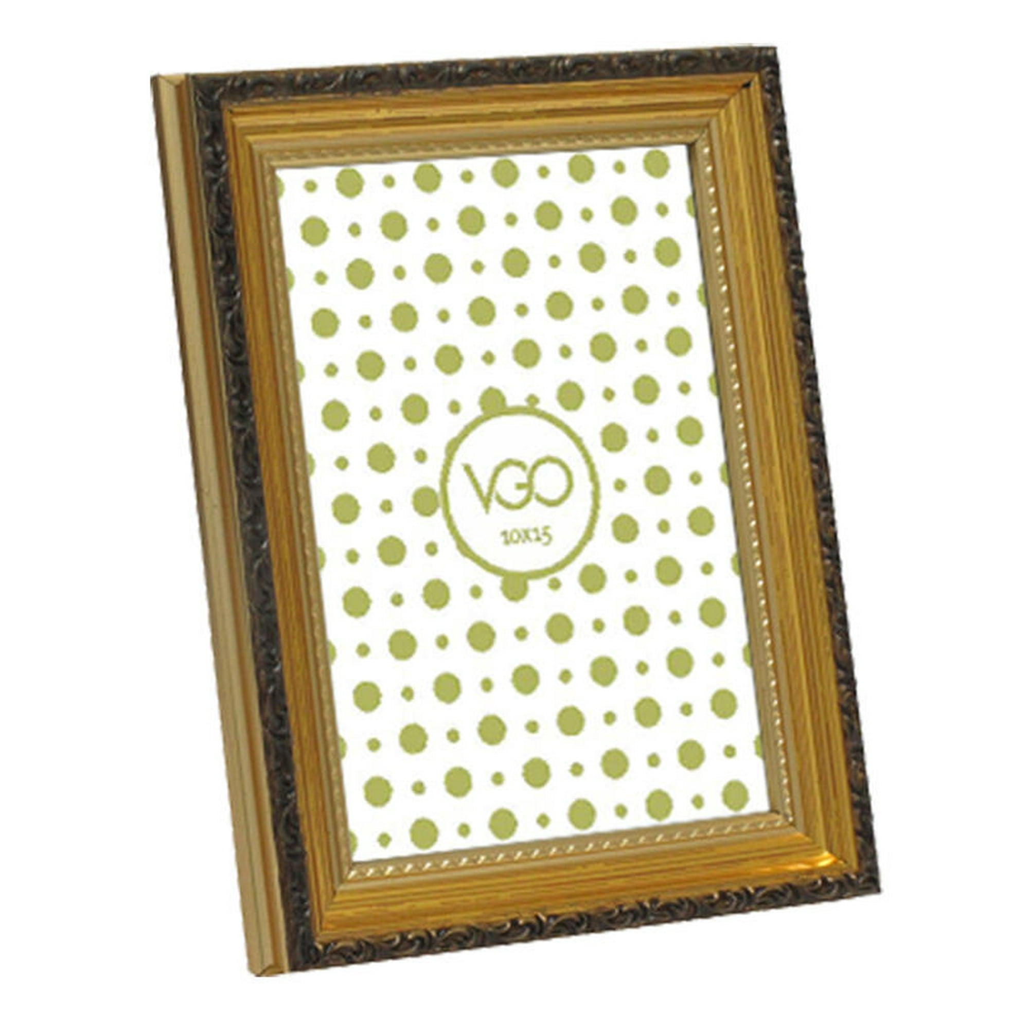 Vgo - Marco Plástico Antique Brilloso Dorado 13x18 Cm
