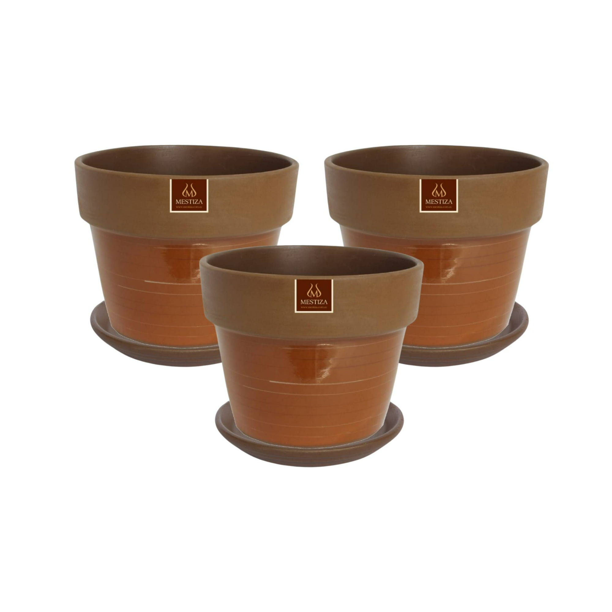 Pottery - Set De 3 Maceta Greta 16cm Mamey Y Sus Platos