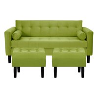 Bodevir - Sofa Retro 3C + 2 Pouf Felpa 00 Pistacho