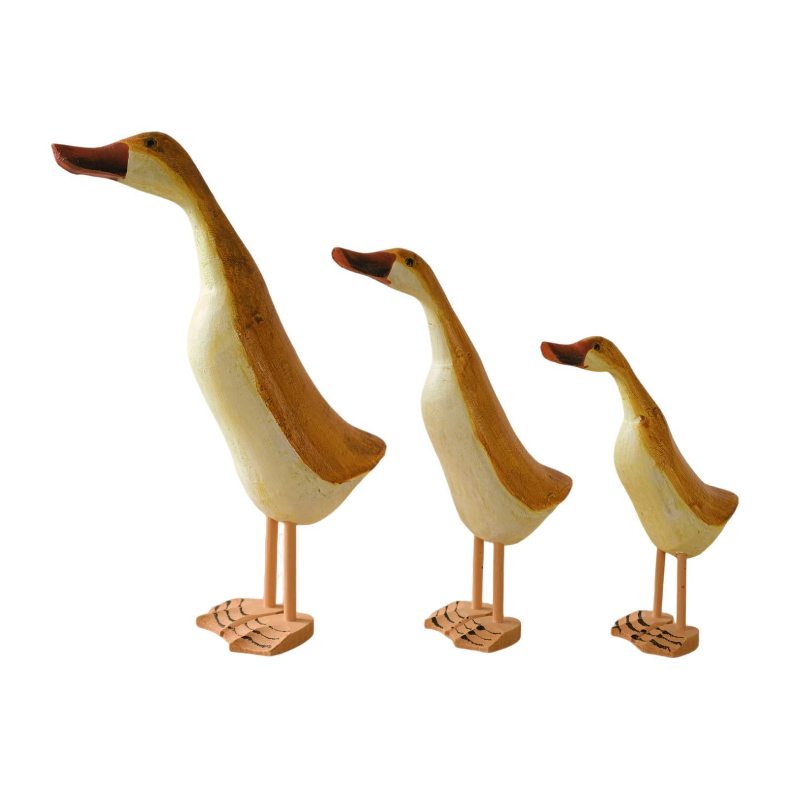 Bothyi - Juego De 3 Estatuas De Patos De Madera, Adornos Únicos Para Estante, Escritorio O Centro De Mesa.