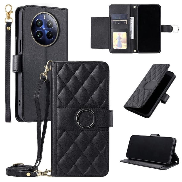 Funda tipo billetera FOXDOCK para Realme 12 Plus 5G – Tapa abatible con correa para mujer