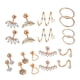 thumbnail image 4 of 20x Pendientes De Acero Inoxidable Set Corazón Flor Pluma Piercing Pendientes Oro Rosa, 4 of 5