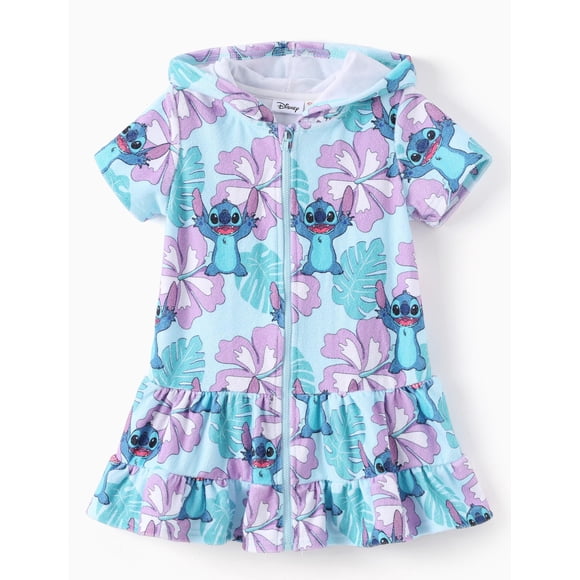 Traje De Baño Cover Up Stitch Para Niñas Tela De Rizo Azul 6 7y