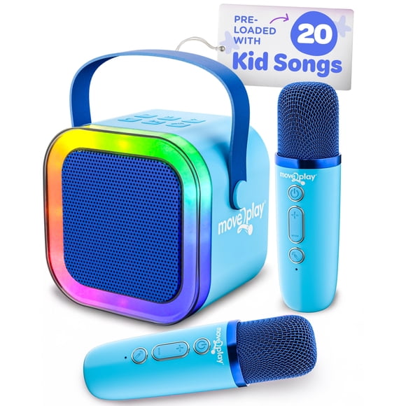 Máquina de karaoke Move2Play con más de 20 canciones para niños y 2 micrófonos