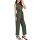 thumbnail image 4 of INSPIRE CHIC Mono sin mangas de algodón para mujer de regreso a clases con botones al frente, pernera ancha, con cinturón y bolsillos, ropa de trabajo casual S Verde militar, 4 of 7