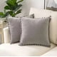 thumbnail image 2 of Pack de 2 Fundas de Cojines Terciopelo con Pompones 45x45 cm Gris Claro, 2 of 2