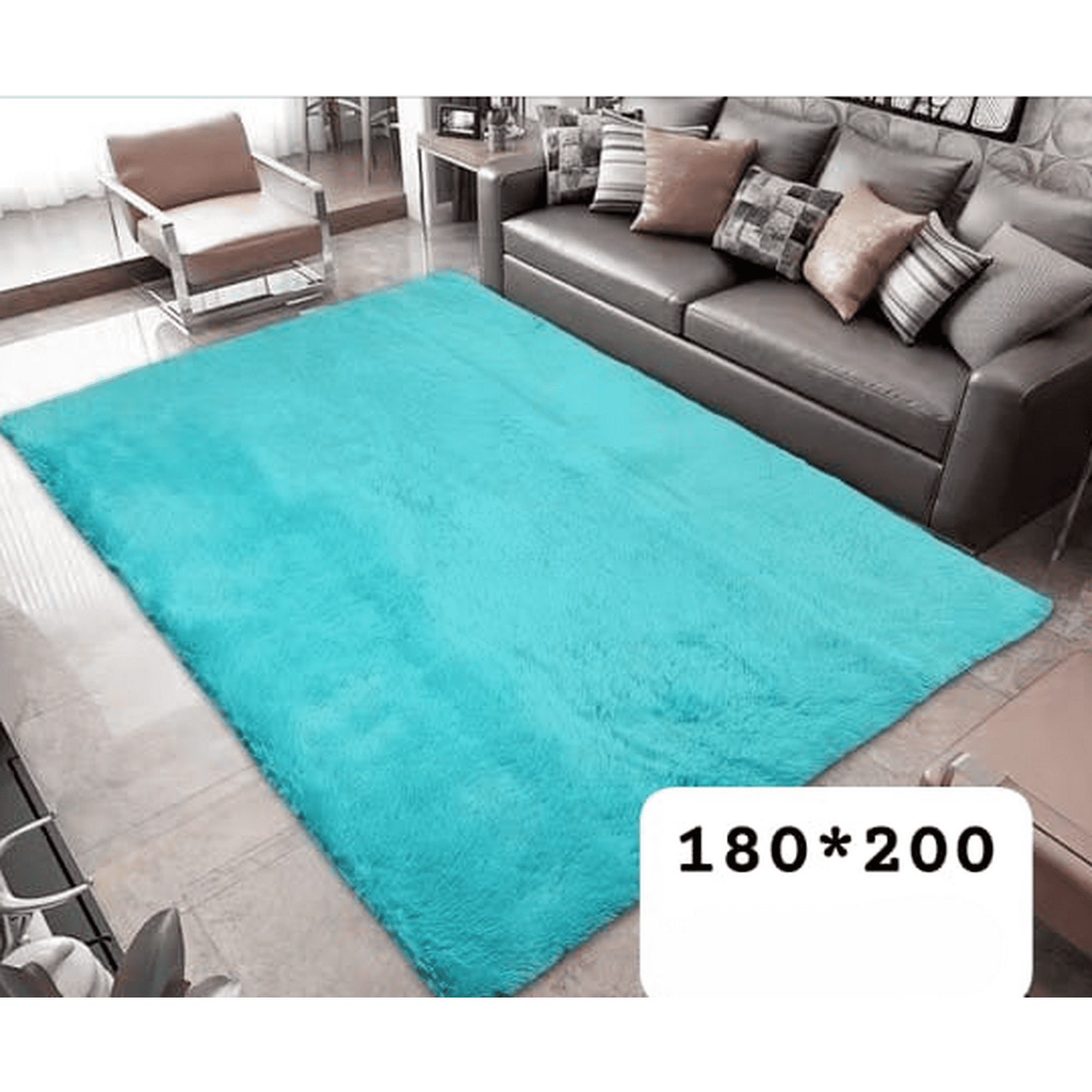 Mundo Shopping - Alfombras Peludas 180x200 Cm Color Turquesa